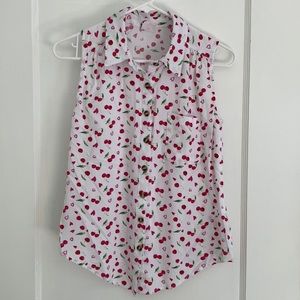 Cherry Button Up Tank Top